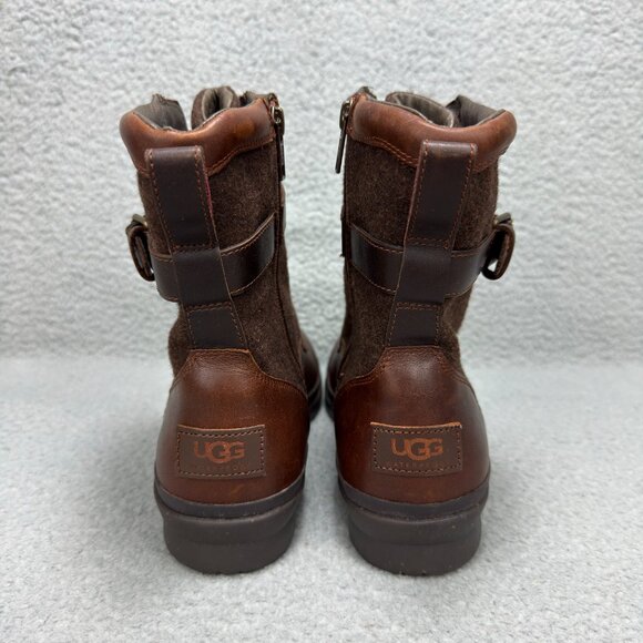 UGG Boots Womens 10 Shoes Brown Kesey Waterproof Shearling Zipper Ankle Booties - Picture 5 of 13